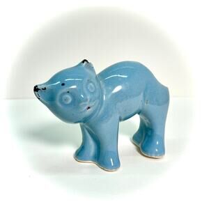 Scaredy Cat Planter in Vintage Blue, MCM Small McCoy Syle Ceramic Fall Decor